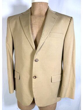 Vintage BURBERRY London Beige Khaki 100% Cotton Blazer Jacket Men's Sz 42